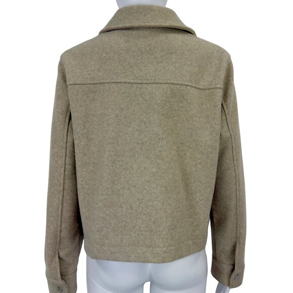 ZARA Cropped Wool-Blend Jacket — Tan Minimalist Neutral — Size Medium - Picture 9 of 11